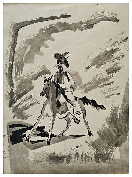 Le Cavalier [The Rider], a drawing by Jules PASCIN